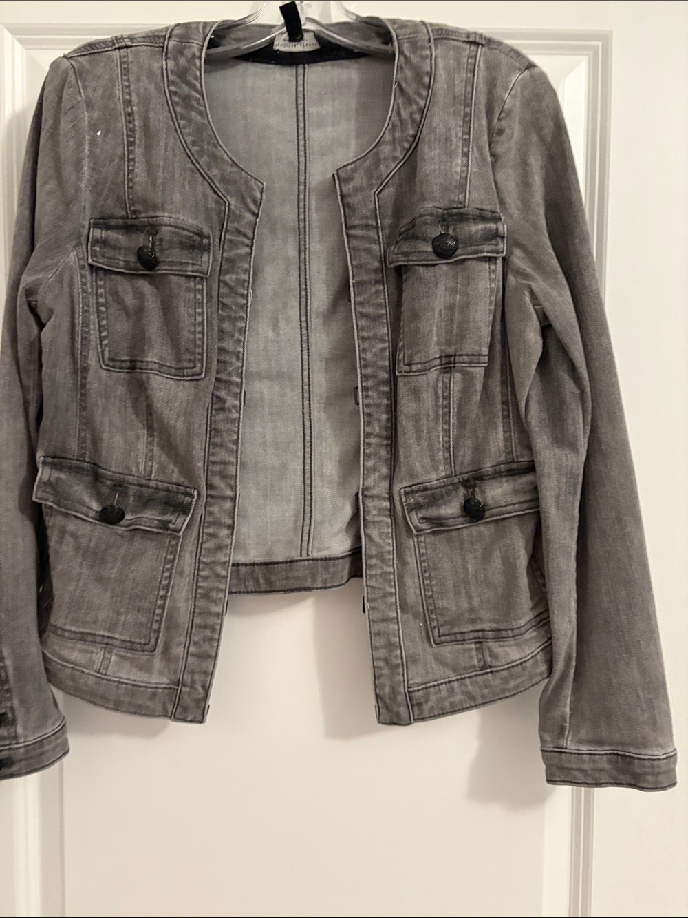 White House Black Market Gray Washed Jean Jacket